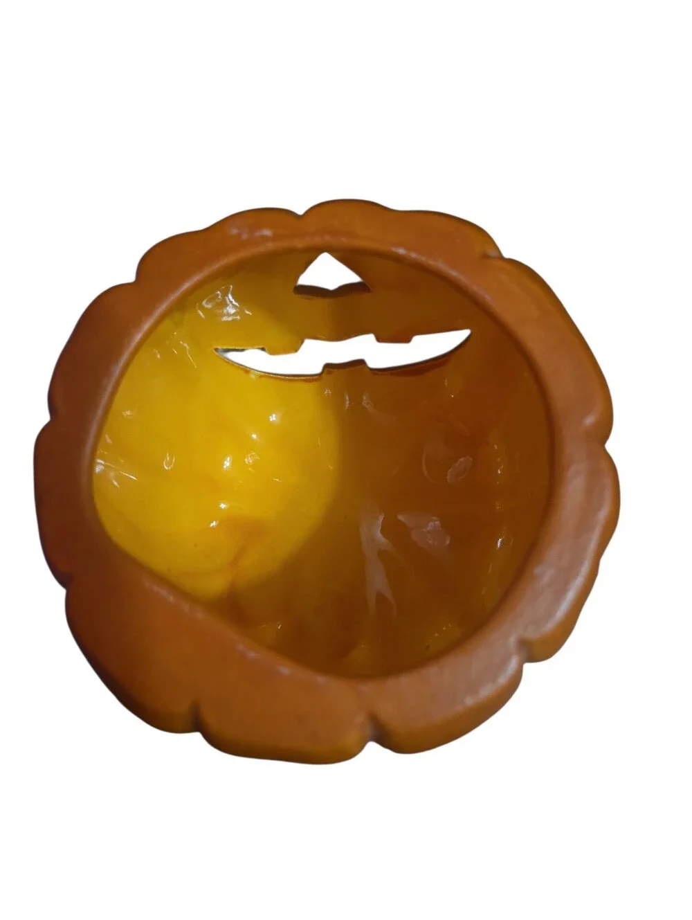 Orange Ceramic Jack-O'-Lantern Decorative Accent
